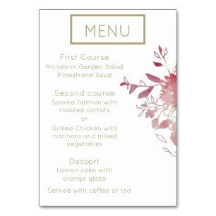 Numeração De Mesa Tabela do Menu Casamento Minimalista Dourado e ros