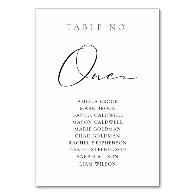 Numeração De Mesa Tabela Elegante Número Um Gráfico Sentado (Frente)