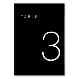 Numeração De Mesa Tabela Mínima Moderna Negra e Branca Número 3