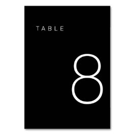 Numeração De Mesa Tabela Mínima Moderna Negra e Branca Número 8