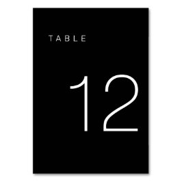 Numeração De Mesa Tabela Mínima Moderna Preta e Branca Número 12