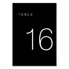 Numeração De Mesa Tabela Mínima Moderna Preta e Branca Número 16