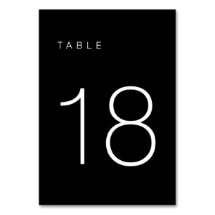 Numeração De Mesa Tabela Mínima Moderna Preta e Branca Número 18