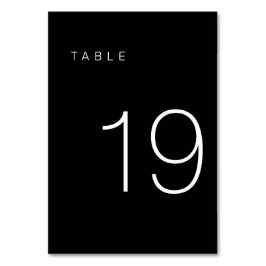 Numeração De Mesa Tabela Mínima Moderna Preta e Branca Número 19