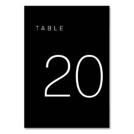 Numeração De Mesa Tabela Mínima Moderna Preta e Branca Número 20