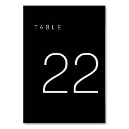 Numeração De Mesa Tabela Mínima Moderna Preta e Branca Número 22
