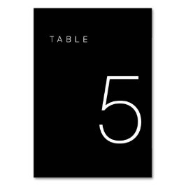 Numeração De Mesa Tabela Mínima Moderna Preta e Branca Número 5
