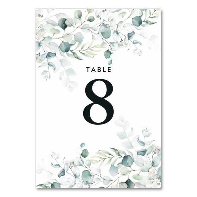 Numeração De Mesa Tabela Numérica Verde Eucalyptus Azul Escura (Frente)