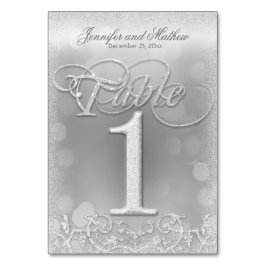 Numeração De Mesa Tabela Número 1 Glitter de Faux Silver Elegante