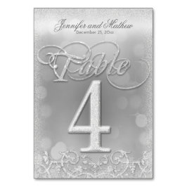 Numeração De Mesa Tabela Número 4: Glitter de Faux Silver Elegante