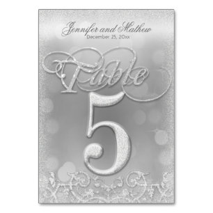 Numeração De Mesa Tabela Número 5: Glitter de Faux Silver Elegante