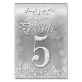 Numeração De Mesa Tabela Número 5: Glitter de Faux Silver Elegante