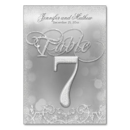 Numeração De Mesa Tabela Número 7: Glitter de Faux Silver Elegante