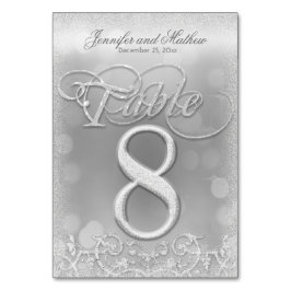 Numeração De Mesa Tabela Número 8: Glitter de Faux Silver Elegante