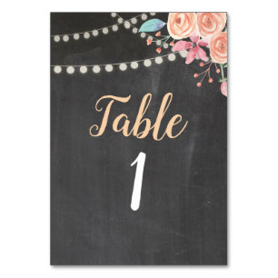 Numeração De Mesa Tabela Número Coral Peach Floral