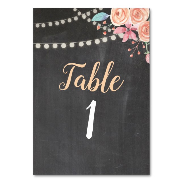 Numeração De Mesa Tabela Número Coral Peach Floral (Frente)