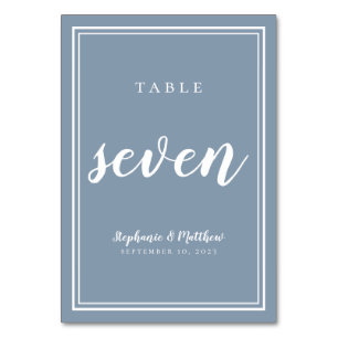 Numeração De Mesa Tabela Número Sete   Recepção de casamento azul po
