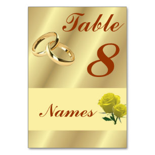 Numeração De Mesa Tabelas de anéis de casamento Dourados