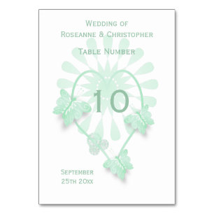 Numeração De Mesa Tabelas de Casamento Número Peppermint Borboletas