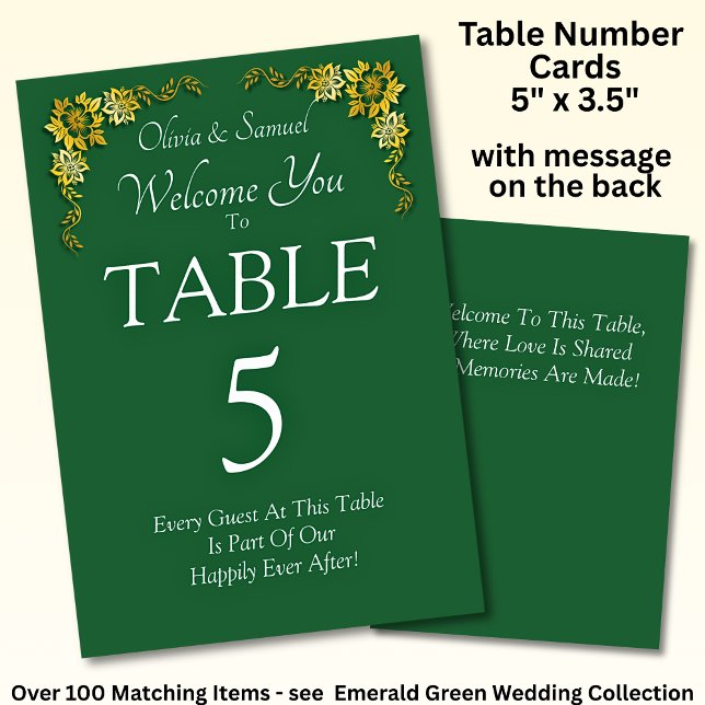 Numeração De Mesa Table Number - with Welcome Message  Emerald Green (Criador carregado)