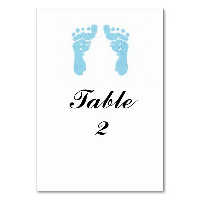 Numeração De Mesa Tablecard "Bebê-Rapaz Pegadas" (Frente)
