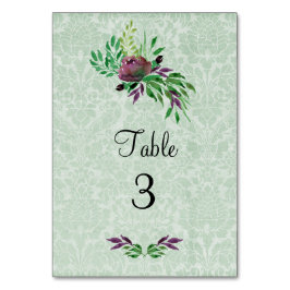 Numeração De Mesa Tablecard Mint Green Damask 3,5" x 5"