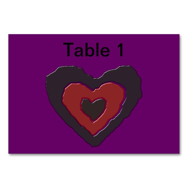 Numeração De Mesa Tablecard Personalizável do Coração de Fusão Gótic (Frente)