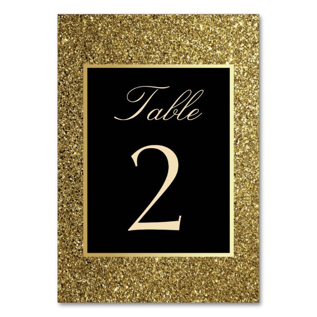 Numeração De Mesa Tabuleiro de Casamento Preto e Dourado Elegante de (Frente)