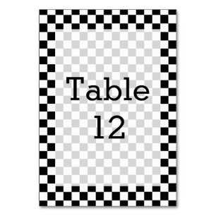 Numeração De Mesa Tabuleiro de damas clássico preto e branco por