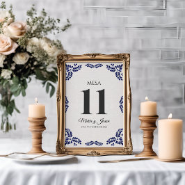 Numeração De Mesa Talavera Black Floral Minimalist Spanish Wedding