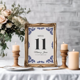Numeração De Mesa Talavera Black Floral Minimalist Spanish Wedding