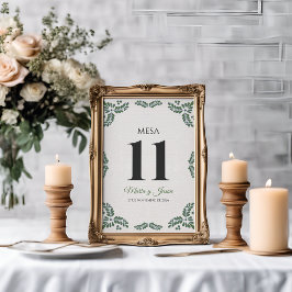 Numeração De Mesa Talavera Green Floral Minimalist Spanish Wedding