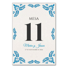 Numeração De Mesa Talavera Turquoise Minimalist Spanish Wedding