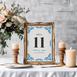 Numeração De Mesa Talavera Turquoise Minimalist Spanish Wedding