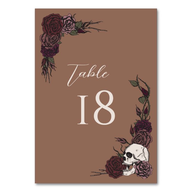 Numeração De Mesa Tan Brown Gothic Wedding Table Number Card (Frente)