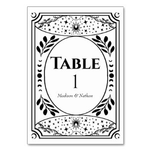 Numeração De Mesa Tarot Vintage Preto e Branco Casamento Gótico