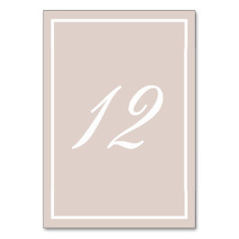 Numeração De Mesa Taupe e Caligrafia Branca