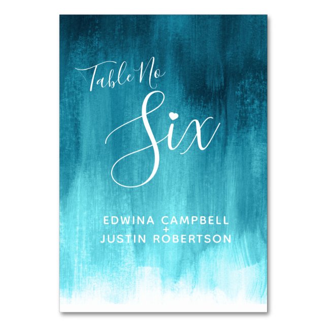 Numeração De Mesa Teal abstrato lave a mesa de arte moderna número s (Verso)
