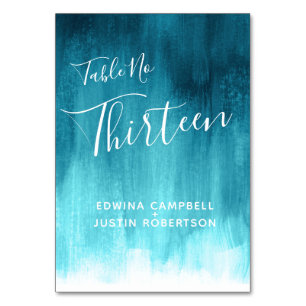 Numeração De Mesa Teal aqua abstrato lave a mesa de arte moderna núm