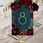 Numeração De Mesa Teal Bordeaux Jewel Tone Núm.<br><div class="desc">Cartão de tabela para a suíte de convite de casamento de Tom Bordéus Jewel Tone.</div>