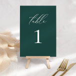 Numeração De Mesa Teal de Script Elegante Moderno<br><div class="desc">Este belo convite faz parte de uma coleção inteira! Misture e combine cores e uva seus hóspedes com estes designs lindos e clássicos.</div>