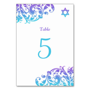 Numeração De Mesa Teal Roxo Elegante Bat Mitzvah