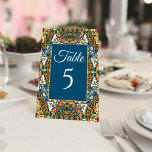 Numeração De Mesa Teal talavera vintage casamento mexicano<br><div class="desc">Vintage Sinal de boas-vindas do casamento Mexicano conselho Talavera terracotta teal colorida mesa de casamento elegante cartões de boas-vindas,  números de mesas de casamento,  talavera colorida número de cartões de mesas de casamento recepção personalizada mesa decor números de mesas</div>