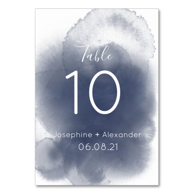 Numeração De Mesa Tema de Aquarela Azul (Frente)