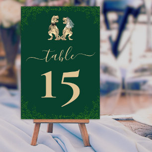 Numeração De Mesa Tema de Dinossauro Verde de Casamento