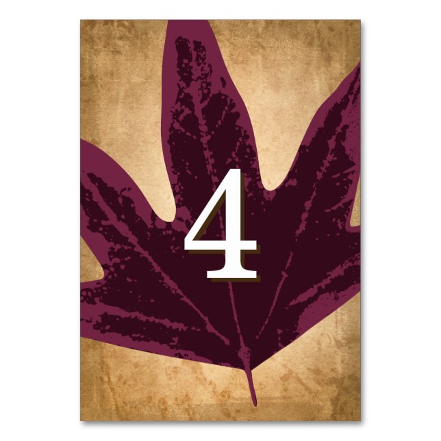 Numeração De Mesa Tema do Casamento outono Russo | Números das placa (Frente)