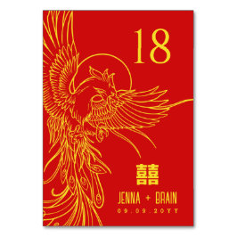 Numeração De Mesa Tema Phoenix Dupla Felicidade | Dourado em Vermelh