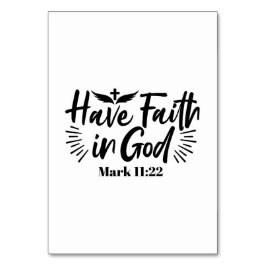 Numeração De Mesa Tenha fé em Deus, marque a citação 11:22 Inspiraci