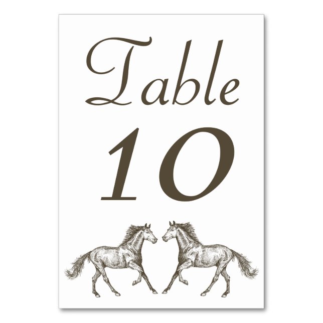 Numeração De Mesa Terno Marrom do Cavalo Ocidental Casamento Equestr (Frente)