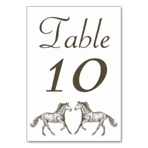 Numeração De Mesa Terno Marrom do Cavalo Ocidental Casamento Equestr